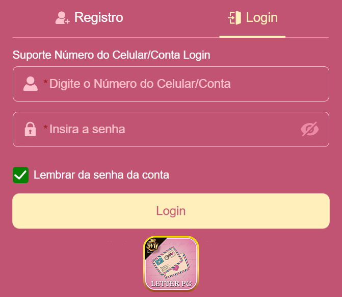 Login seguro na letterpg